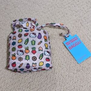 BAGGU Emoji Print Drawstring Bag White